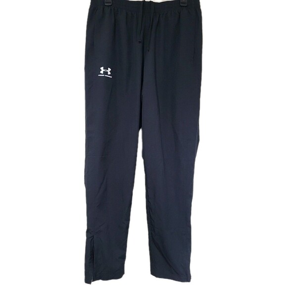 Under Armour Windbreaker Track Pants Mens LARGE Black Mesh Lined Loose Ankle Zip - Picture 1 of 11